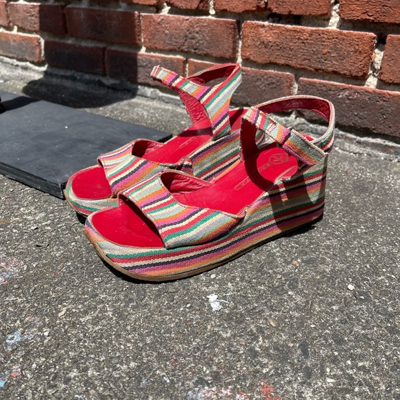 Platform wedge Guatemala stripes casual summer shoes size 6.5 - Picture 4 of 9